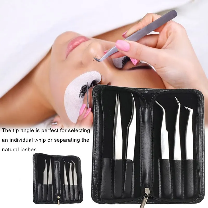 5pcs Stainless Steel -Static Eyelash Tweezers Tool Kit With Leather Case Grafting Eyelash Extension Tweezers Eyebrow Forceps
5pcs Stainless Steel -Static Eyelash Tweezers Tool Kit With Leather Case Grafting Eyelash Extension Tweezers Eyebrow Forceps