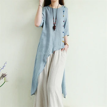 Women Traditional Chinese Style Top Clothing Cotton Linen Irregular Dress Summer Plus Size High Waist Yoga Wide Leg Pants Set 
Women Traditional Chinese Style Top Clothing Cotton Linen Irregular Dress Summer Plus Size High Waist Yoga Wide Leg Pants Set