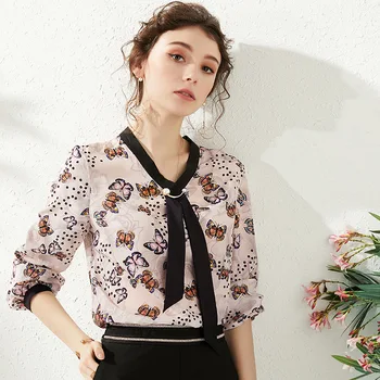 Butterfly Print Silk Blouses Lace Up Collar Sweet Cute Long Sleeve Shirts Women Spring Pullover Ladies Tops High Quality Clothes
Butterfly Print Silk Blouses Lace Up Collar Sweet Cute Long Sleeve Shirts Women Spring Pullover Ladies Tops High Quality Clothes