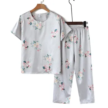 New Middle-Aged Womens Home Clothes Large size L-4XL Ice Silk Pajamas Sets Female Short Summer 2PCS Women Short Sleeve Nightie
New Middle-Aged Womens Home Clothes Large size L-4XL Ice Silk Pajamas Sets Female Short Summer 2PCS Women Short Sleeve Nightie