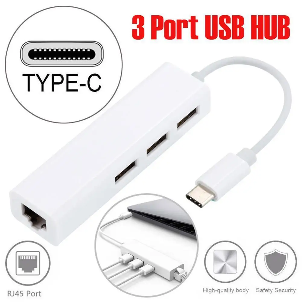 USB C Ethernet to RJ45 Lan Adapter for MacBook Pro Samsung Galaxy S9/S8 Type C Network Card USB3.1 Ethernet with 3 Port USB Hub
USB C Ethernet to RJ45 Lan Adapter for MacBook Pro Samsung Galaxy S9/S8 Type C Network Card USB3.1 Ethernet with 3 Port USB Hub