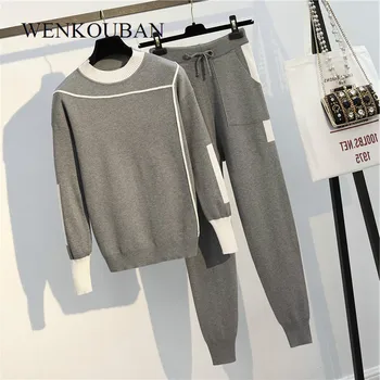 Autumn 2 Pieces Set Women Knitted Pullovers Sweater Casual Stripe Knit Jumper Tops and Pants Suits Fashio Long Sleeve Tracksuits
Autumn 2 Pieces Set Women Knitted Pullovers Sweater Casual Stripe Knit Jumper Tops and Pants Suits Fashio Long Sleeve Tracksuits
