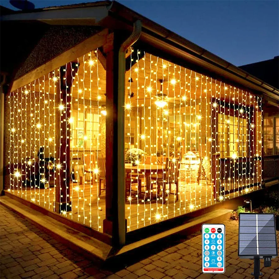 Solar Curtain String Light Outdoor 200/300 LED Window Fairy Light Solar Twinkle Garland Light for Garden Patio Porch Decor
Solar Curtain String Light Outdoor 200/300 LED Window Fairy Light Solar Twinkle Garland Light for Garden Patio Porch Decor