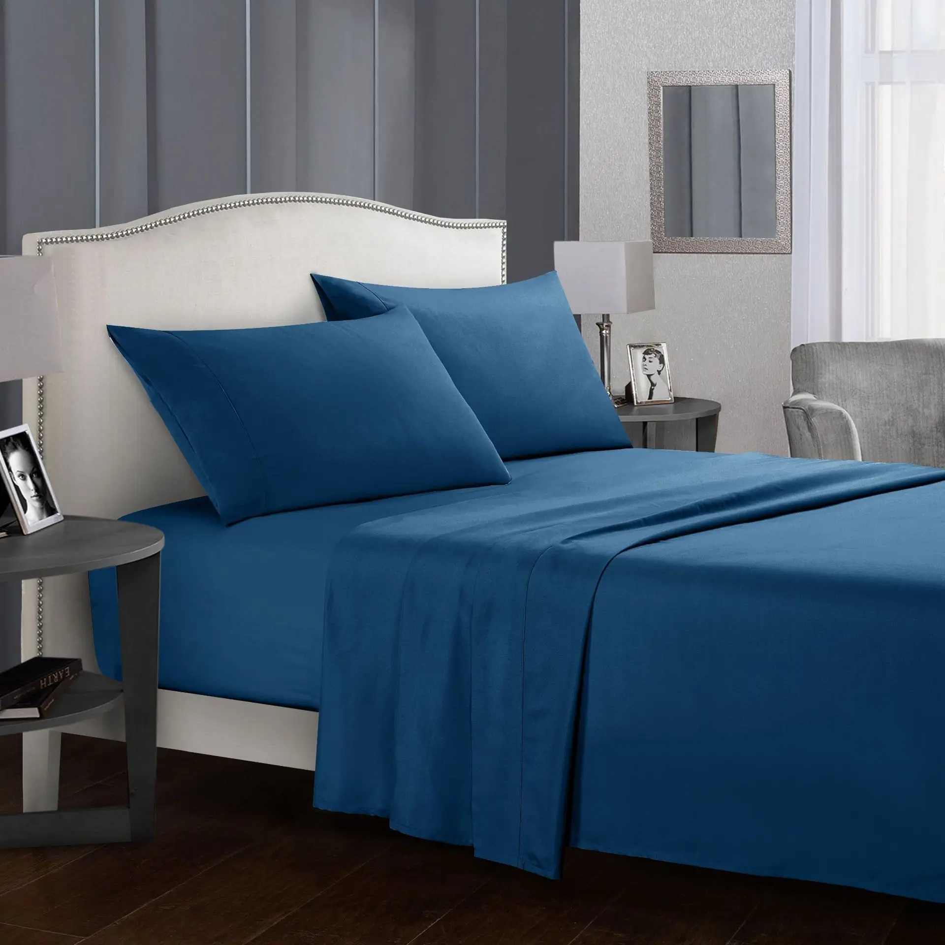 Navy Blue Bedding Set Bed Linens Flat Sheet+Fitted Sheet+Pillowcase Twin/Full/Queen/ King/California King Size Soft Comfortable
Navy Blue Bedding Set Bed Linens Flat Sheet+Fitted Sheet+Pillowcase Twin/Full/Queen/ King/California King Size Soft Comfortable