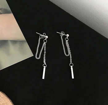 Simple Fashion Silver Color Tiny Bar Tassel Chain Dangle Earrings Long Drop Edgy Earrings For Women Girls Fashion jewelry 
Simple Fashion Silver Color Tiny Bar Tassel Chain Dangle Earrings Long Drop Edgy Earrings For Women Girls Fashion jewelry