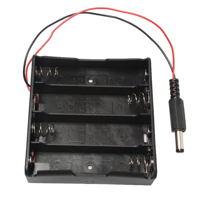 

500pcs/lot 18650 Battery Case Storage Box Plastic Holder 4 Slots With Wire Leads &DC Connector For 4 x 3.7V 18650 Batteries