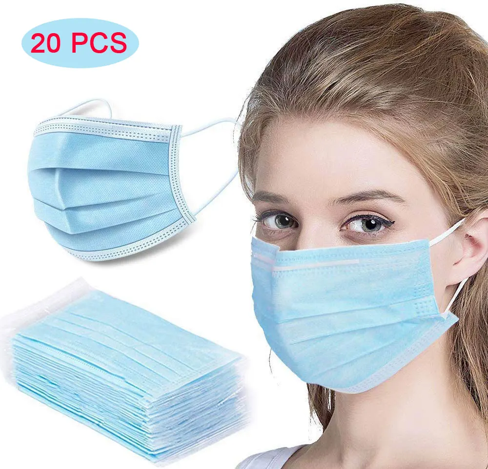 20PCS Anti-Dust Dustproof Disposable Masks Earloop Face Mouth Masks Facial Protective Cover Masks 3 Layers
20PCS Anti-Dust Dustproof Disposable Masks Earloop Face Mouth Masks Facial Protective Cover Masks 3 Layers