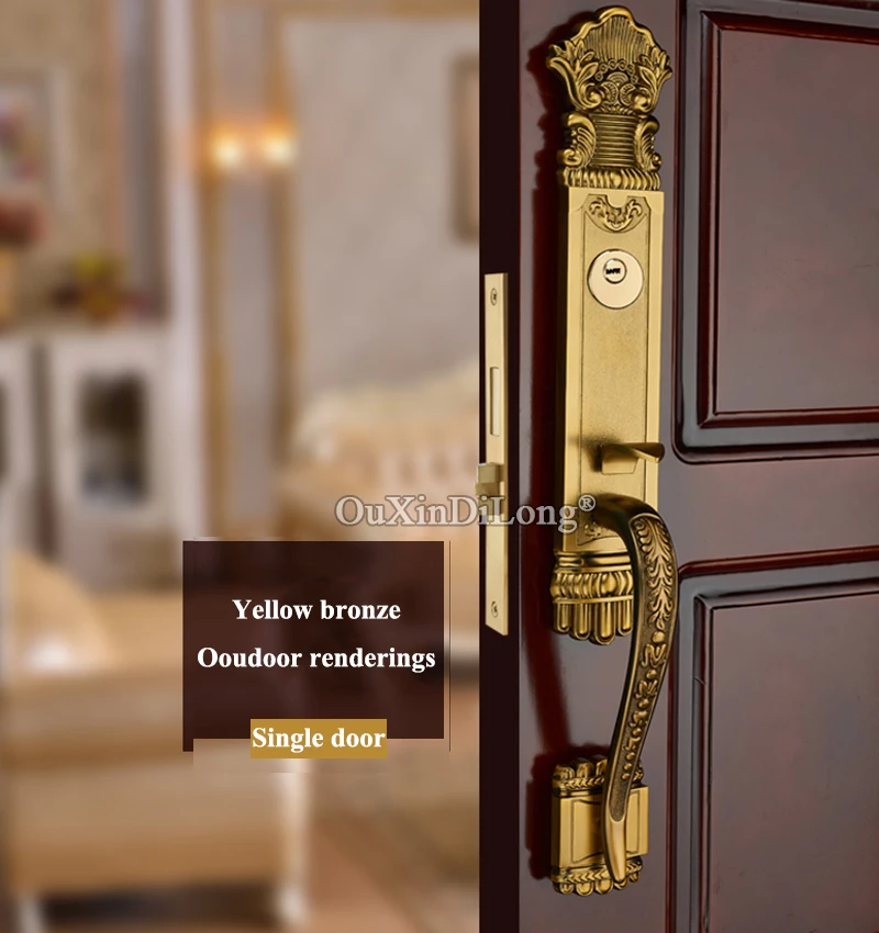 

Дверные замки в стиле ретро, межкомнатные уличные открытые дверные ручки, 1 шт., желтая бронза, FG756