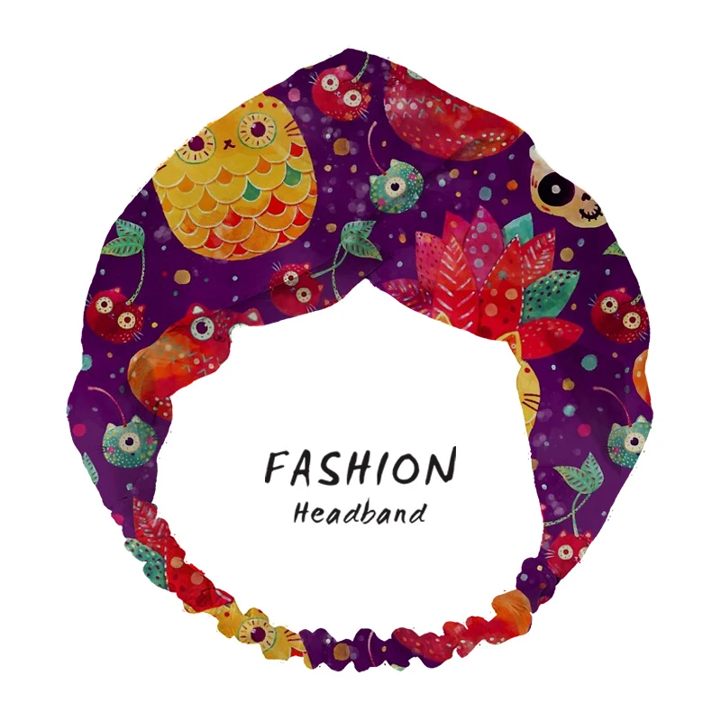 

2020 Women Hair Accessories Hairband Mexican Tutti Frutti Print Headband Cross Knot Headband Bandage Fashion Floral Scrunchies