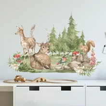 Cartoon Color Painting Forest Deer Squirrel Flower Wallpaper Children's Room Porch Home Wall Decoration Wall Sticker
Cartoon Color Painting Forest Deer Squirrel Flower Wallpaper Children's Room Porch Home Wall Decoration Wall Sticker