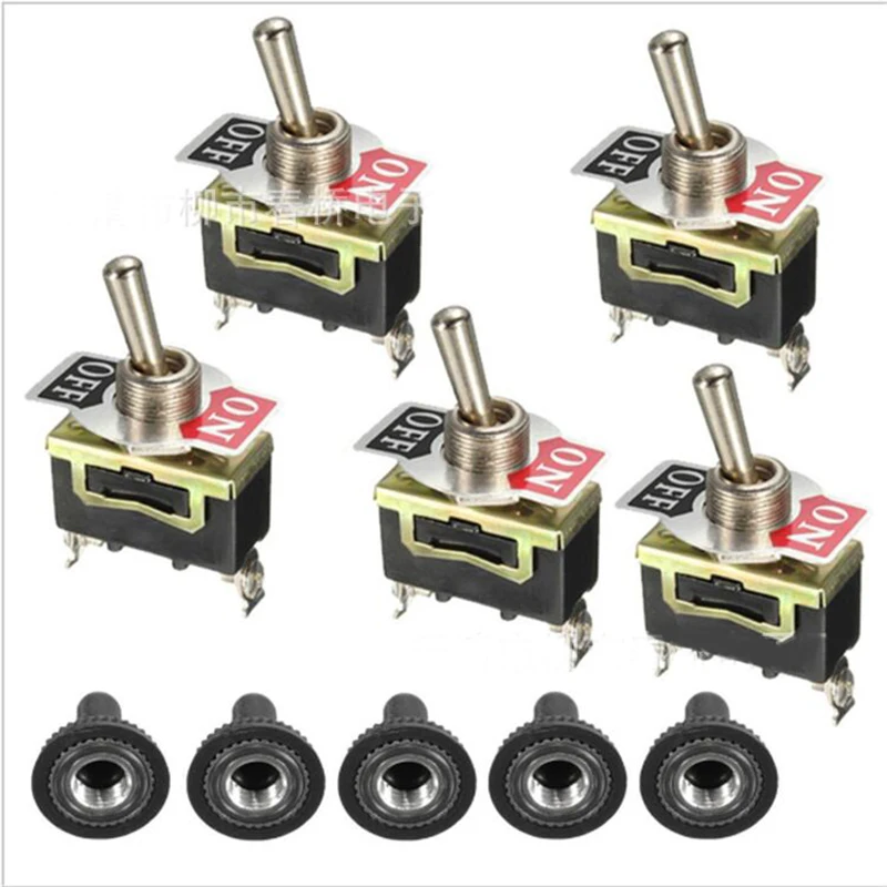5pcs 2 Pin Rocker Toggle Switch ON/OFF Interruptor Heavy Duty 15A 250V SPST Switches with Waterproof Boot
5pcs 2 Pin Rocker Toggle Switch ON/OFF Interruptor Heavy Duty 15A 250V SPST Switches with Waterproof Boot