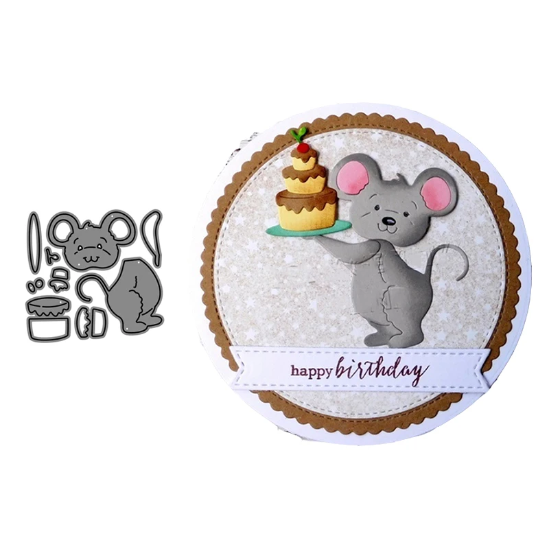 CH Mouse with Cake Metal Cutting Dies Stencils for Scrapbooking/photo Album stamps Decorative Embossing DIY Cards 
CH Mouse with Cake Metal Cutting Dies Stencils for Scrapbooking/photo Album stamps Decorative Embossing DIY Cards
