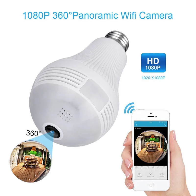 

New Moresave 360 degree LED light 960P wireless panoramic home security WiFi CCTV Fisheye bulb lamp IP camera two way Audio