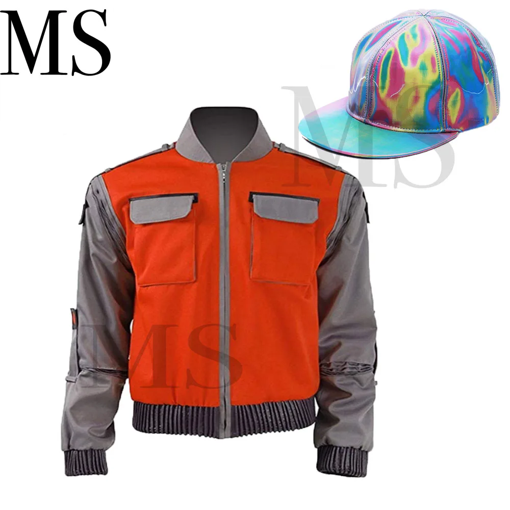 

high-quality Back To The Future Cosplay Costume Jr Marlene Seamus Marty McFly Jacket Orange Outwear Coat Made any Size