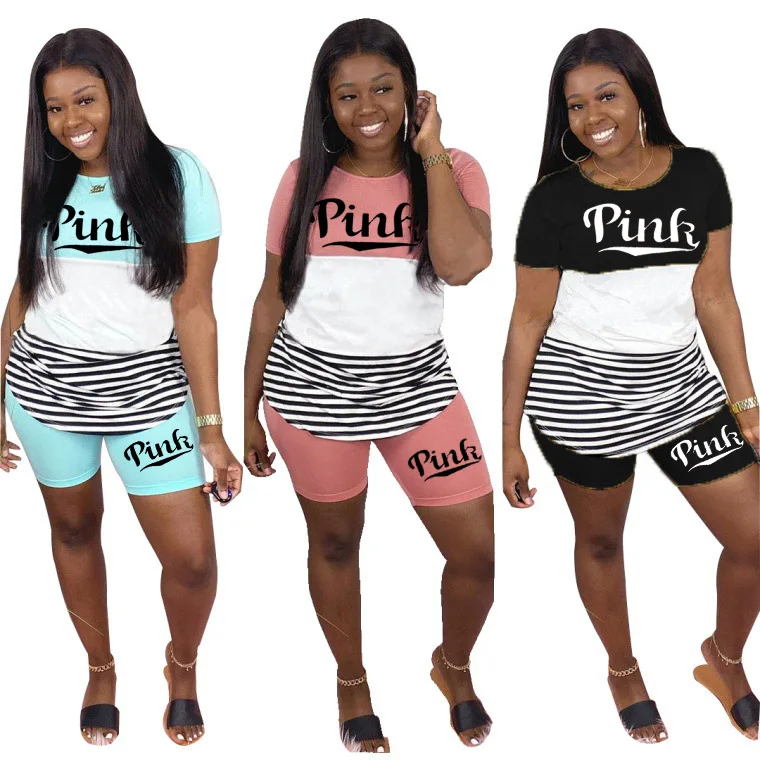 Pink Letter Print Sport Women Two Piece Set Tracksuits Short Sleeve Tee Tops Shorts Jogger Suit Outfits Matching Set S353
Pink Letter Print Sport Women Two Piece Set Tracksuits Short Sleeve Tee Tops Shorts Jogger Suit Outfits Matching Set S353