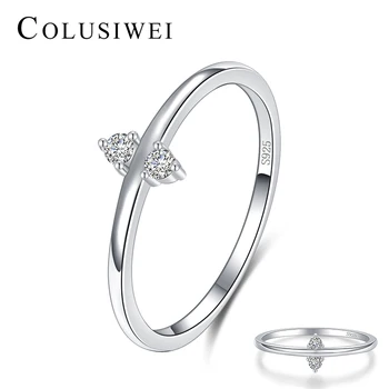 

Colusiwei Authentic 925 Sterling Silver Tiny Cute Clear CZ Stackable Finger Rings for Women Wedding Band engagement Jewelry