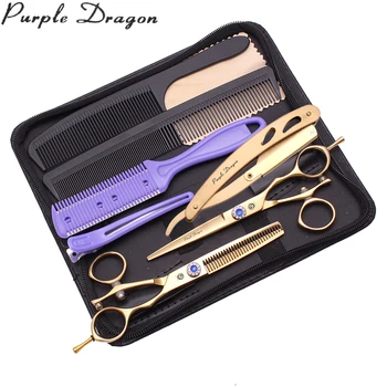 Haircut Set 5.5" JP 440C Purple Dragon Gold Hair Cutting Scissors Thinning Shears Hair Scissors Barber Shop Rotated Thumb Z9019
Haircut Set 5.5" JP 440C Purple Dragon Gold Hair Cutting Scissors Thinning Shears Hair Scissors Barber Shop Rotated Thumb Z9019