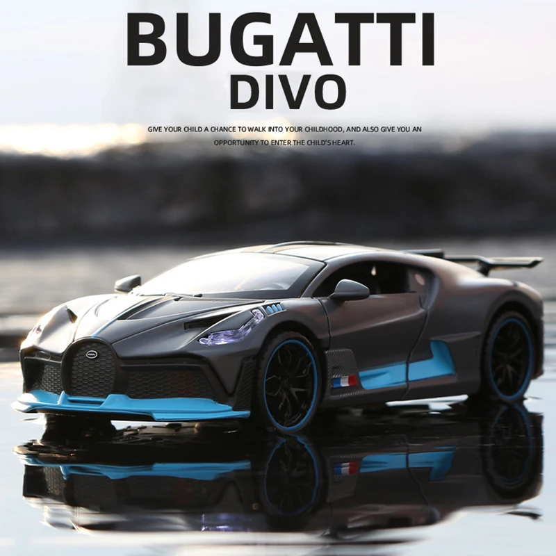 Модель спортивного автомобиля Bugatti DIVO из сплава с подсветильник кой и звуком 1/32 |