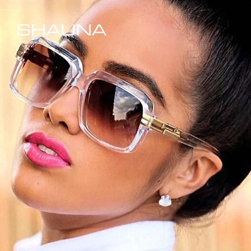 SHAUNA Popular Oversize Women Square Sunglasses Brand Designer Fashion Men Transparent Frame Gradient/Clear Lens Glasses UV400 SHAUNA Popular Oversize Women Square Sunglasses Brand Designer Fashion Men Transparent Frame Gradient/Clear Lens Glasses UV400