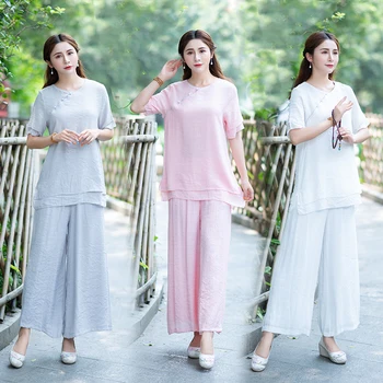 2019 high quality zen meditation yoga set loose trousers tops set tai clothing ladies linen outdoor yoga gym wear fitness set
2019 high quality zen meditation yoga set loose trousers tops set tai clothing ladies linen outdoor yoga gym wear fitness set