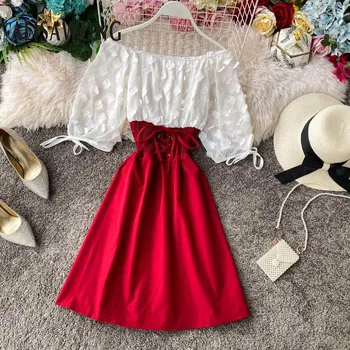 Fashion Women Chiffon Patchwork Bandage Slim Short Sleeve A Line Dress New 2020 Korean Summer Solid Medium Long Dresses 
Fashion Women Chiffon Patchwork Bandage Slim Short Sleeve A Line Dress New 2020 Korean Summer Solid Medium Long Dresses