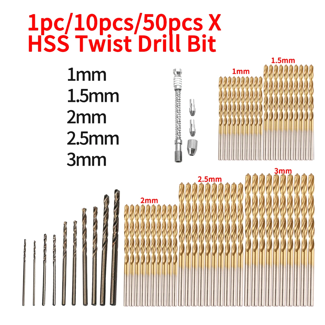 Набор твист-Сверл из быстрорежущей стали для дерева металла алюминия 1 мм 5 2 3 шт./10