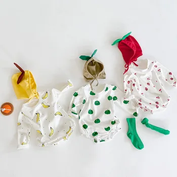 Kids Clothes 2020 Autumn Newborn Girls Clothes Cute Fruit Print Baby Girls Bodyuits Soft Cotton Baby Boys Bodysuit With Hat Set
Kids Clothes 2020 Autumn Newborn Girls Clothes Cute Fruit Print Baby Girls Bodyuits Soft Cotton Baby Boys Bodysuit With Hat Set