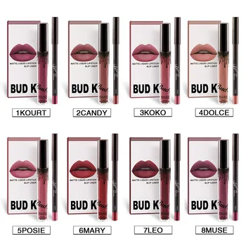 

BUD K 8color/set matte lipstick+lips pencil long-lasting liquid lipsticks set lip goss makeup candy k me lipkit batom