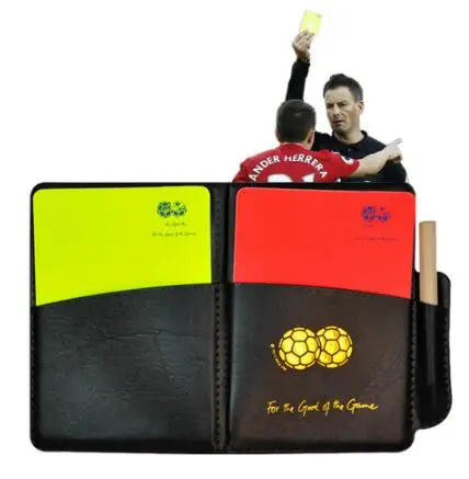 Футбольный рефери красный желтый карточный инструмент с кожаным чехлом и ручкой