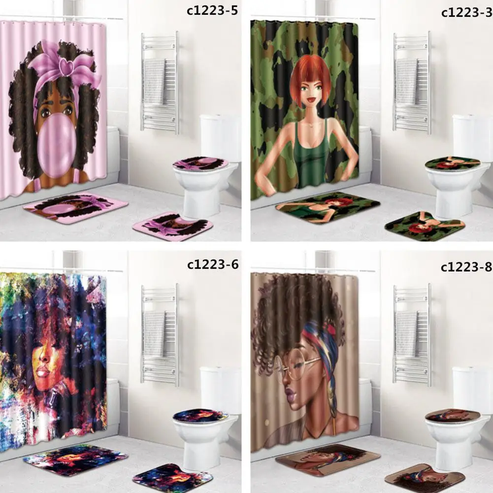 DishyKooker 4Pcs/Set Women Pattern Non-slip Mat Rug Cover+Shower Curtain Set
DishyKooker 4Pcs/Set Women Pattern Non-slip Mat Rug Cover+Shower Curtain Set