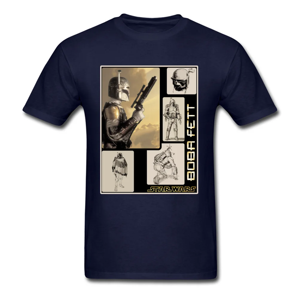 Star Wars Boba Fett Detailed Family Male T-shirts Crew Neck Short Sleeve 100% Cotton Fabric Tops T Shirt Geek Tee-Shirts Boba Fett Detailed navy