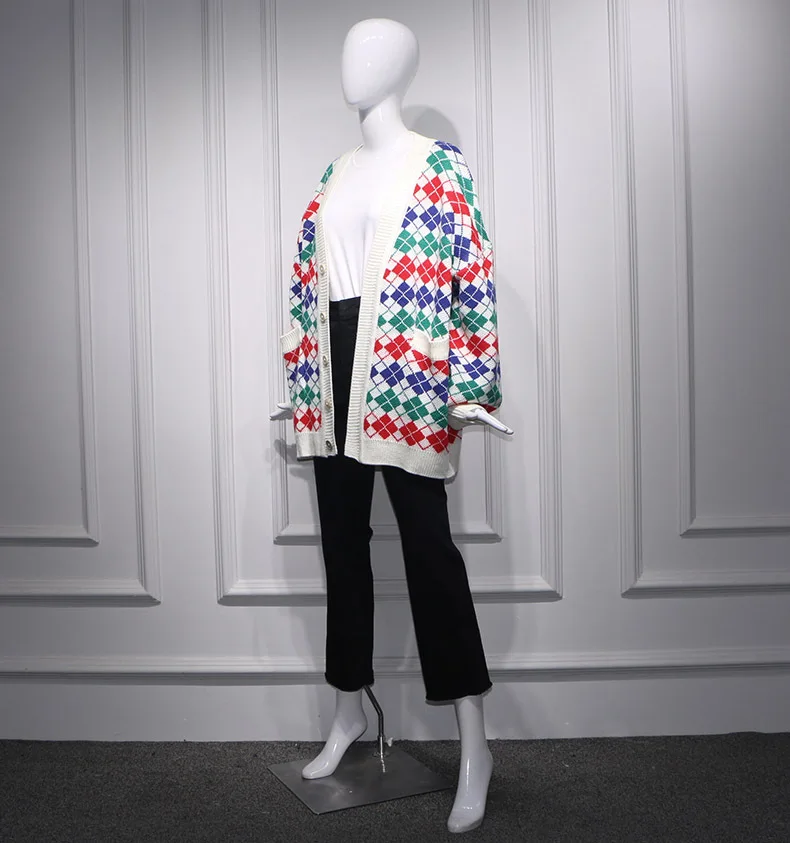 Diamond Color Contrast Loose Medium and Long School Style Long Sleeve Sweater Outerwear 2019 V-Neck Cardigans Sweater Women
Diamond Color Contrast Loose Medium and Long School Style Long Sleeve Sweater Outerwear 2019 V-Neck Cardigans Sweater Women