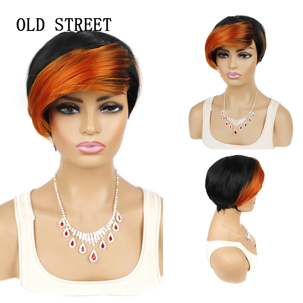 Short Straight Synthetic Wigs Mixed Color Heat Resistant Fiber Hair Wigs With Colorful Bangs For Women Female Daily Cosplay 
Short Straight Synthetic Wigs Mixed Color Heat Resistant Fiber Hair Wigs With Colorful Bangs For Women Female Daily Cosplay