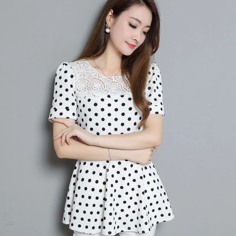 Women Spring Summer Style Chiffon Blouses Shirts Lady Casual Short Sleeve Polka Dot Printed Patchwork Blusas Tops DF2884
Women Spring Summer Style Chiffon Blouses Shirts Lady Casual Short Sleeve Polka Dot Printed Patchwork Blusas Tops DF2884