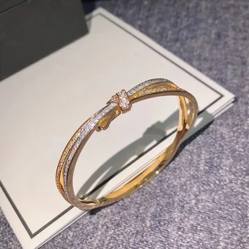 2020 hot brand elegant gold Knot Bracelet high quality zircon three color elegant temperament Bracelet women's Bracelet 
2020 hot brand elegant gold Knot Bracelet high quality zircon three color elegant temperament Bracelet women's Bracelet