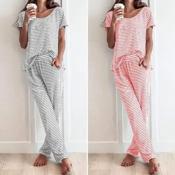 Kaftan ZANZEA Women Casual Striped Nightie Loose Short Sleeve Elastic Waist Pockets Pants Sleepwear Fashion Nightgown Plus Size 
Kaftan ZANZEA Women Casual Striped Nightie Loose Short Sleeve Elastic Waist Pockets Pants Sleepwear Fashion Nightgown Plus Size