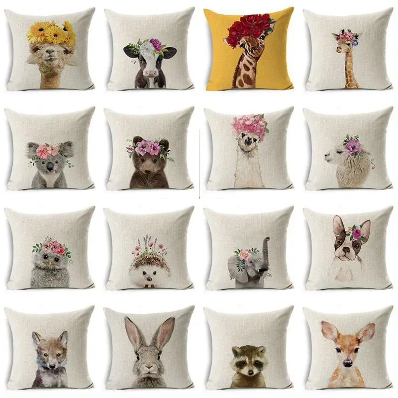 Sofa Decorative Cushion Cover Cartoon Animals Print Linen Pillowcase 45*45 Throw Pillow Home Decor
Sofa Decorative Cushion Cover Cartoon Animals Print Linen Pillowcase 45*45 Throw Pillow Home Decor