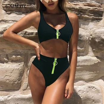 GNIM High Waist Zipper Bikini Swimwear Women 2020 Push Up Solid Bathing Suit Two Piece Brazilian Swimsuit Women Summer Beachwear
GNIM High Waist Zipper Bikini Swimwear Women 2020 Push Up Solid Bathing Suit Two Piece Brazilian Swimsuit Women Summer Beachwear