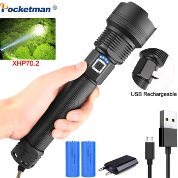 7000LM Powerful LED Flashlight XHP70.2 Rechargeable Torch XHP50 USB Zoom Lantern XHP70 Hunting Lamp Fishing Use 26650 18650
7000LM Powerful LED Flashlight XHP70.2 Rechargeable Torch XHP50 USB Zoom Lantern XHP70 Hunting Lamp Fishing Use 26650 18650
