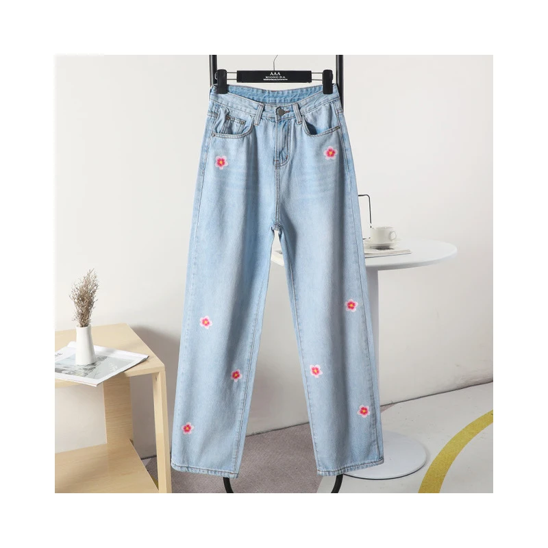 Casual Slim Street Wear Light Blue Women's Jeans Custom Wholesale Daily Breathe Freely Fashtion Distressed Print Wide Leg Pants 
Casual Slim Street Wear Light Blue Women's Jeans Custom Wholesale Daily Breathe Freely Fashtion Distressed Print Wide Leg Pants