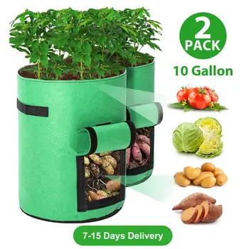Potato Grow Bags 2 PSC 10 Gallon Planting Pouch Fabric Pots Premium Breathable Cloth Bags for Potato/Plant Container with Handle
Potato Grow Bags 2 PSC 10 Gallon Planting Pouch Fabric Pots Premium Breathable Cloth Bags for Potato/Plant Container with Handle