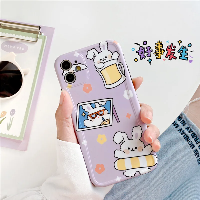 Чехол для Телефона iPhone 7 Plus Веселый мультяшный кролик из Южной Кореи 11 Pro Max крутые