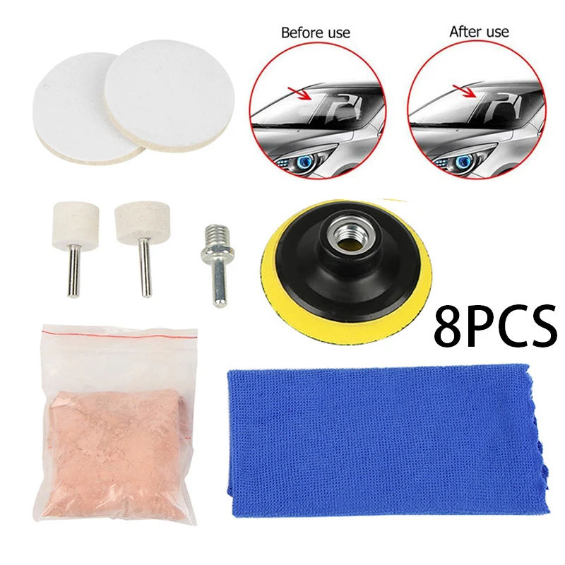 

5pcs/8pcs Car Polish Glass Windshield Polishing Kit Scratch Removal Auto Window Glass Polished Remover Repair Tool Cerium Oxide