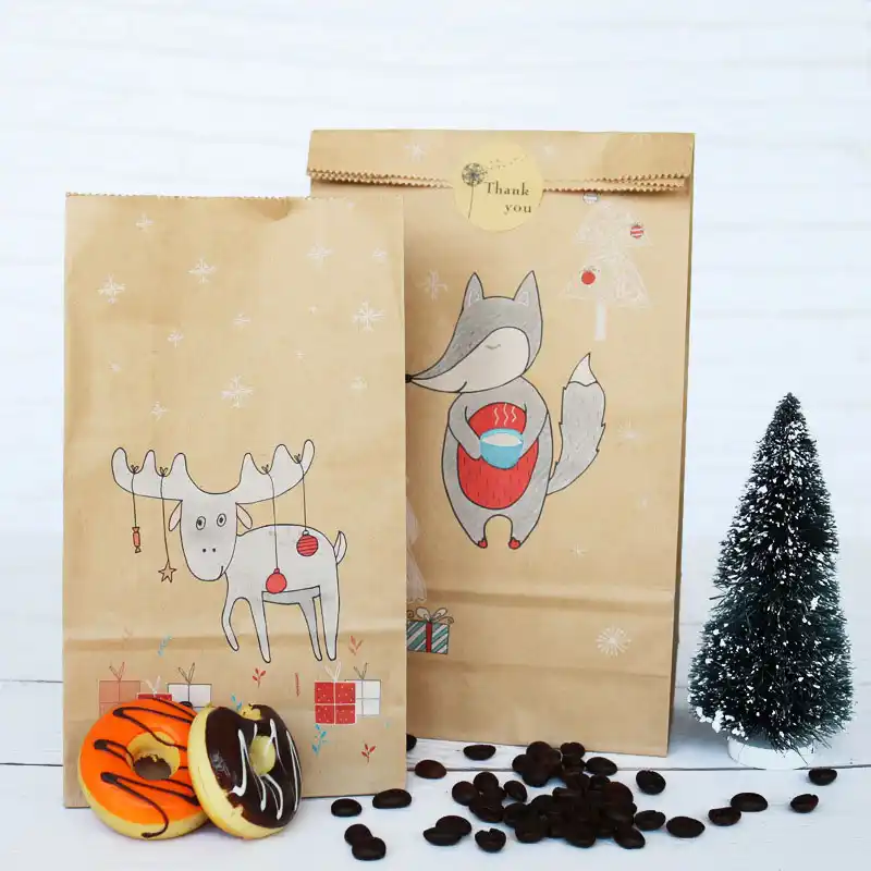 12pcs gift bag dessert bread nut durable packaging bag christmas