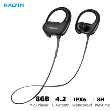 Auriculares bluetooth con reproductor de mp3 ralin de 8 GB, auriculares inalámbricos resistentes al agua, Auriculares bluetooth con reproductor de música para teléfono(China)