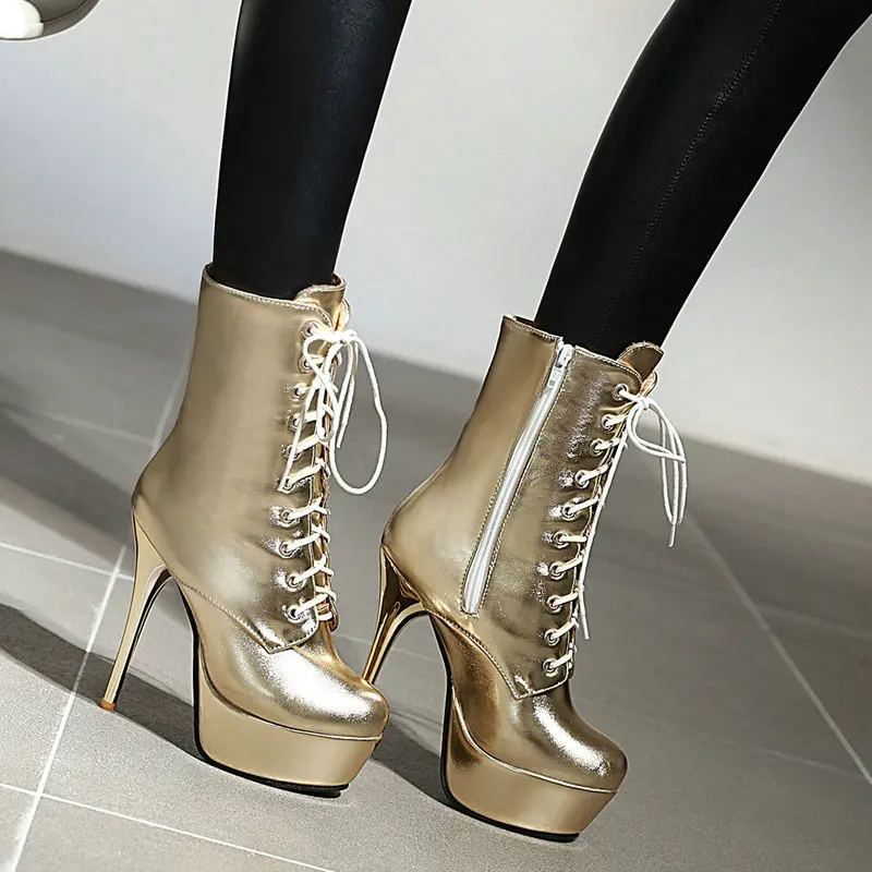 2019 Women Boots Fashion Zipper Ankle Boots Women Platform Martin Boots Sexy Super High Heel Round Toe Autumn Winter Shoes Gold
2019 Women Boots Fashion Zipper Ankle Boots Women Platform Martin Boots Sexy Super High Heel Round Toe Autumn Winter Shoes Gold