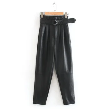 Strad Women's 2020 Spring New High Waist Wrinkled PU Imitation Leather Casual Thin Thin Nine-point Casual Pants 04545060440
Strad Women's 2020 Spring New High Waist Wrinkled PU Imitation Leather Casual Thin Thin Nine-point Casual Pants 04545060440