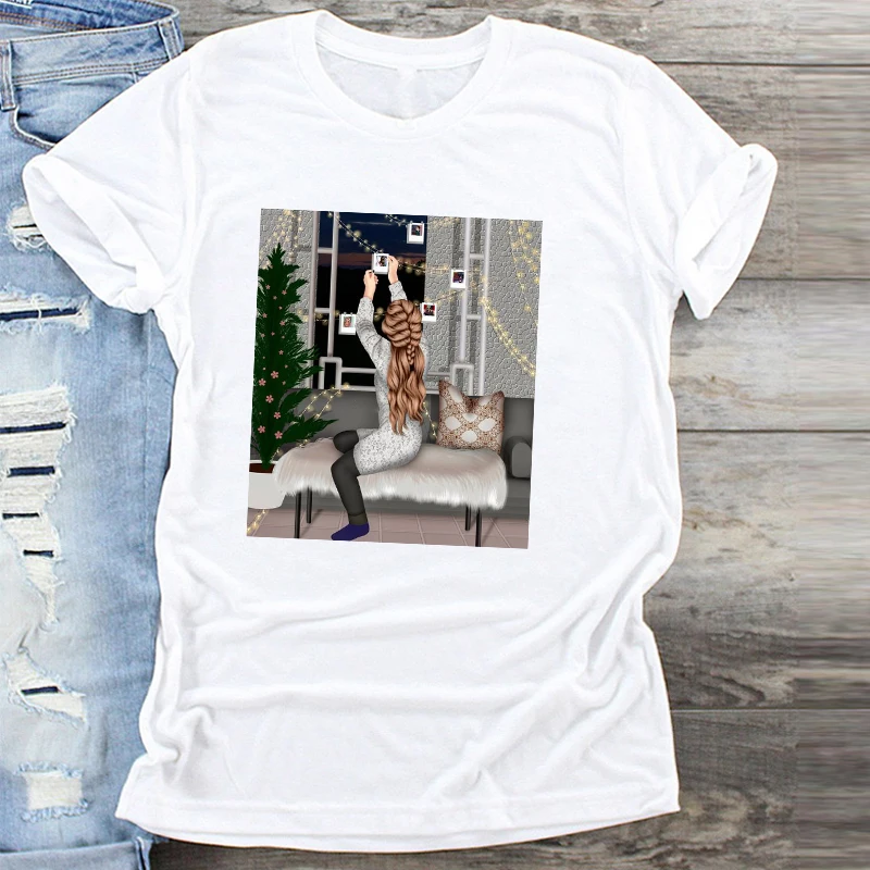 Рождественская футболка Tumblr с графическим рисунком женские футболки принтом Camisa
