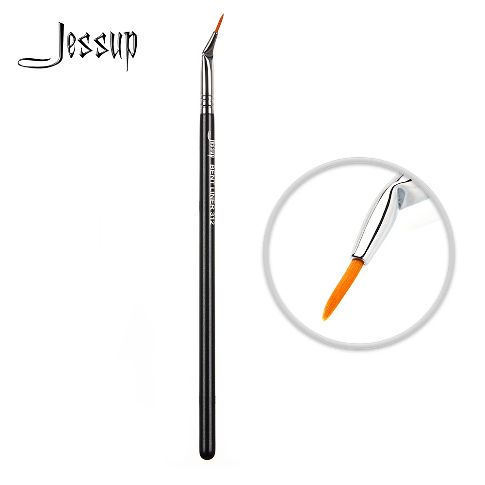 

Jessup Single Makeup Brush BENT LINER 1pc Eyeliner High Quality Professional Fiber Hair Wooden Handle Black-Silver Wholesale 312