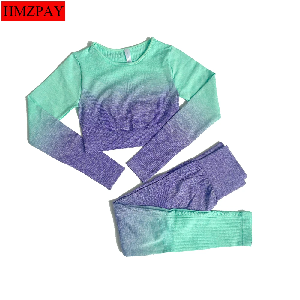 Ombre Seamless Women Sport Suit Fitness Gradient Yoga Set Push Up Workout Gym Leggings Running Clothing Tracksuit Sportswear 
Ombre Seamless Women Sport Suit Fitness Gradient Yoga Set Push Up Workout Gym Leggings Running Clothing Tracksuit Sportswear